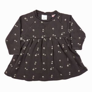 Zara French Terry Sweatshirt Dress Grey Ditsy Floral 12-18 M